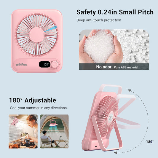 WHATOOK Mini Desk Fan with USB Charging