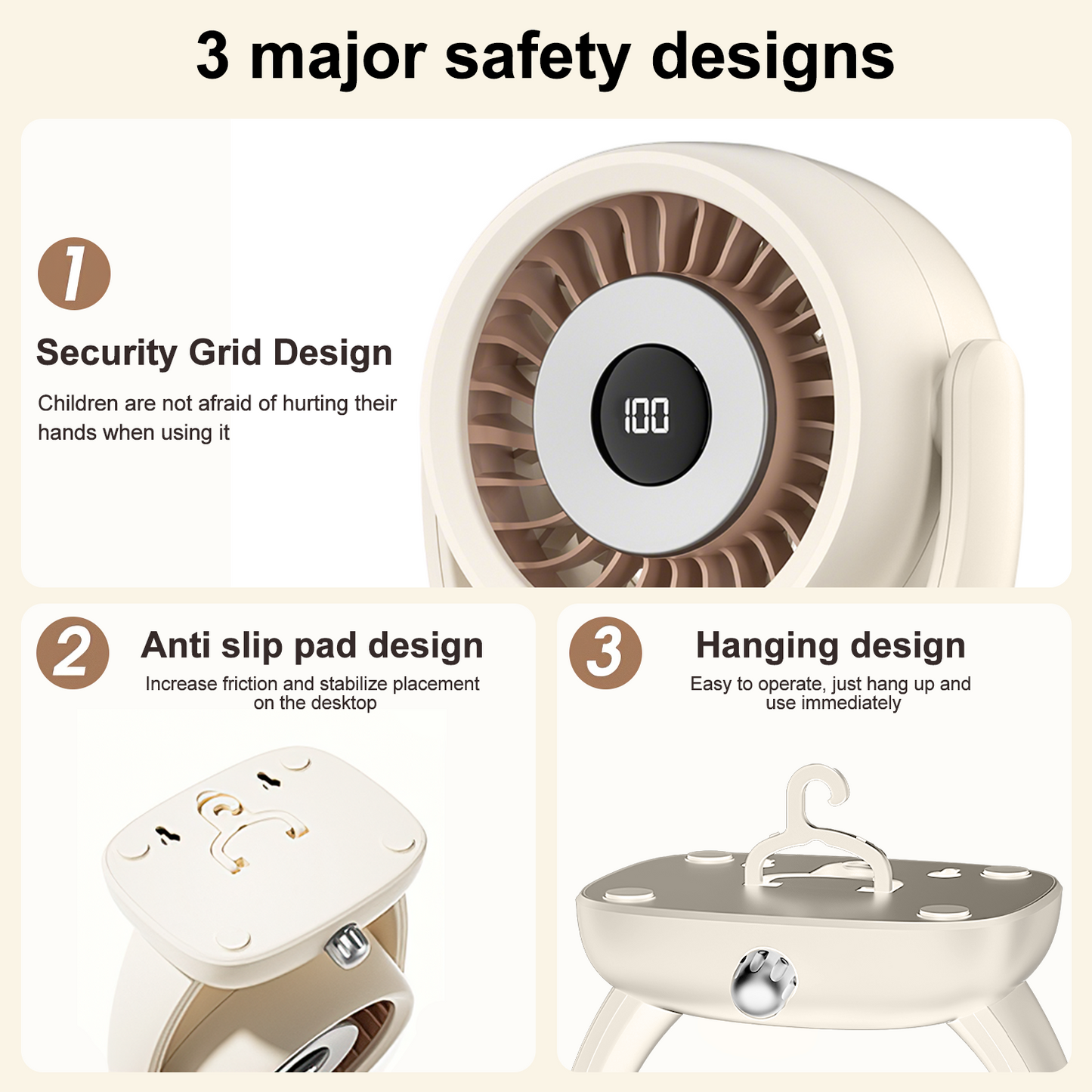 WHATOOK Cordless Wall-Mounted Desk Fan